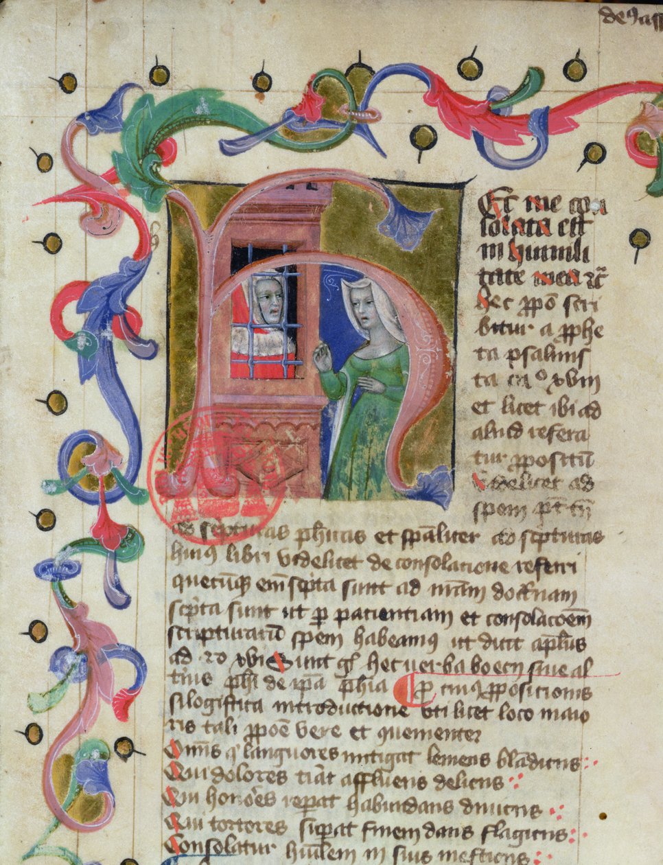Ms 3859 Miniature du philosophe Boèce (c.480-524) en prison - French School