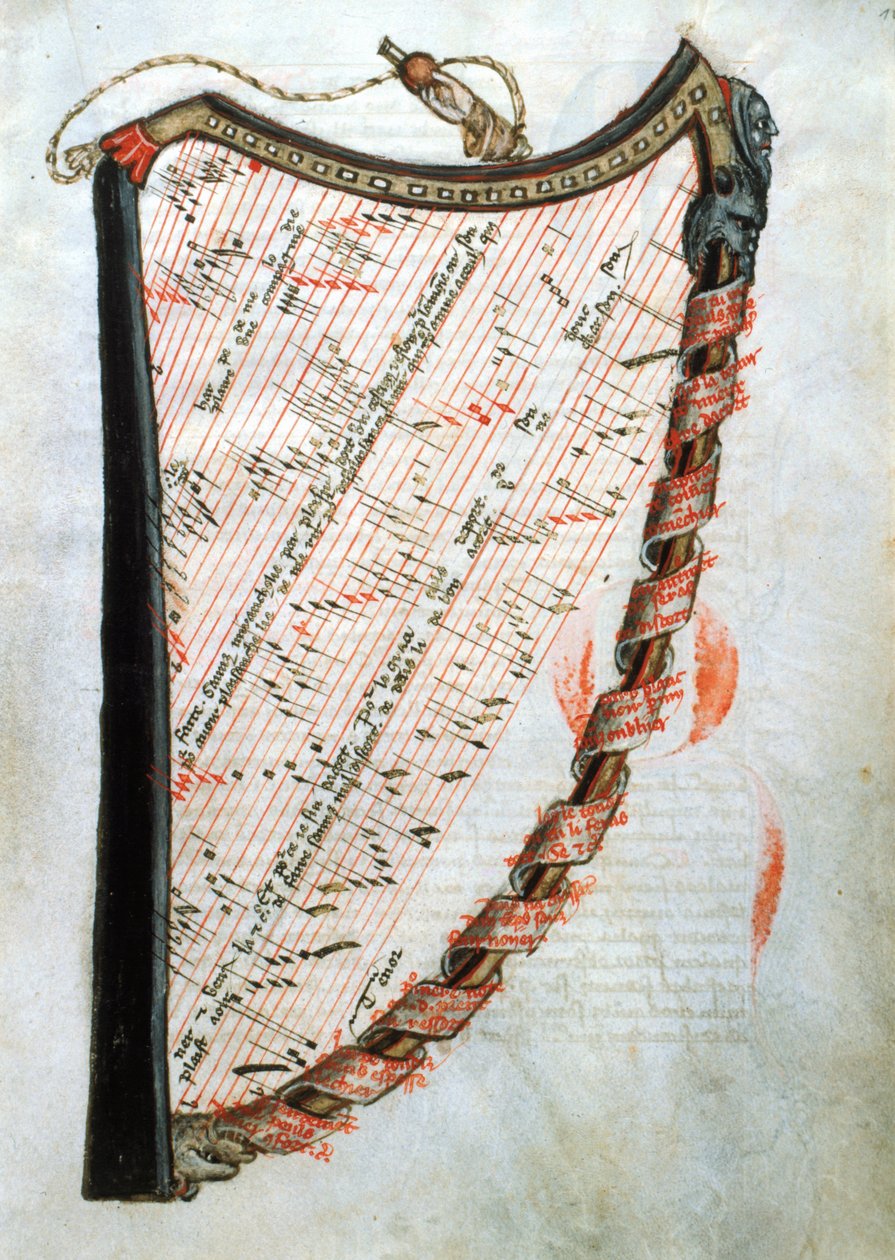 Ms 54.1 Harpe, de la Collection de traités musicaux médiévaux, 1470 - French School