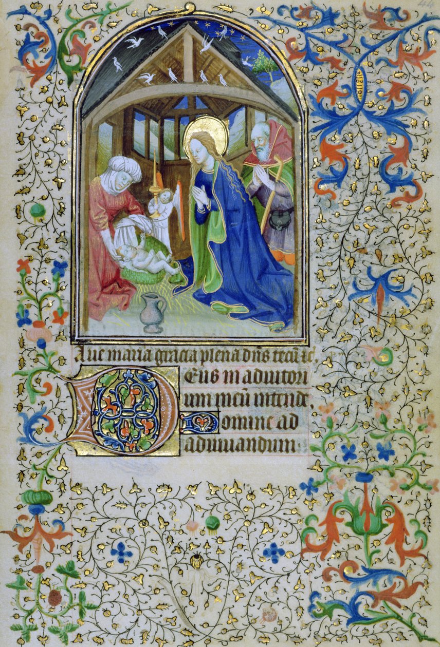 Ms 66 f.44r La Vierge et Joseph adorent le Christ nouveau-né, d