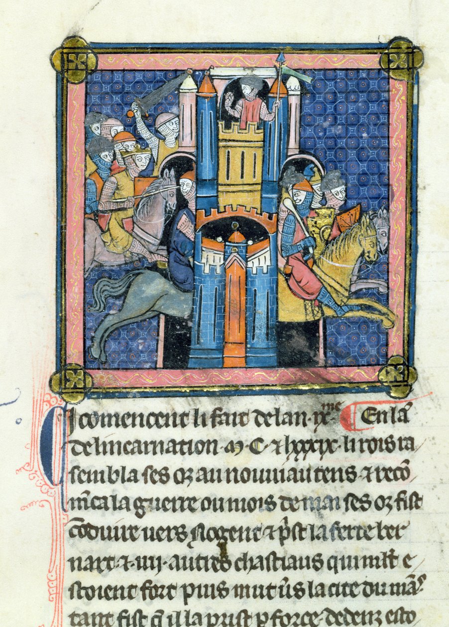 Ms 702 fol.295 La Prise du Mans par Philippe-Auguste (1165-1223) en 1189 - French School