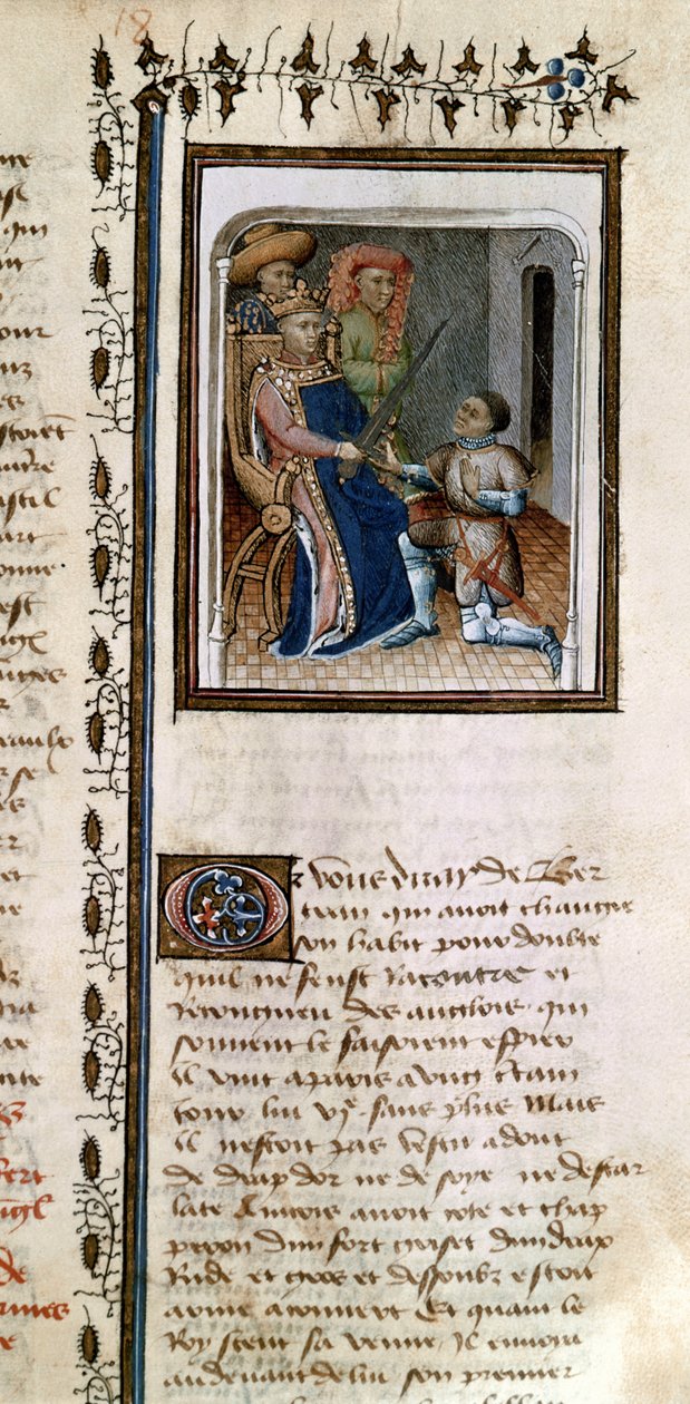 Bertrand du Guesclin (1320-80) adoubé par le roi, de l