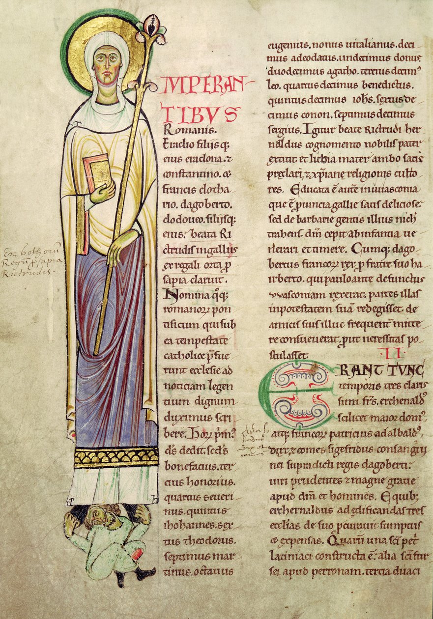 Initiale historiée I représentant Saint Richrudius, de Recueil de Vie des Saints - French School