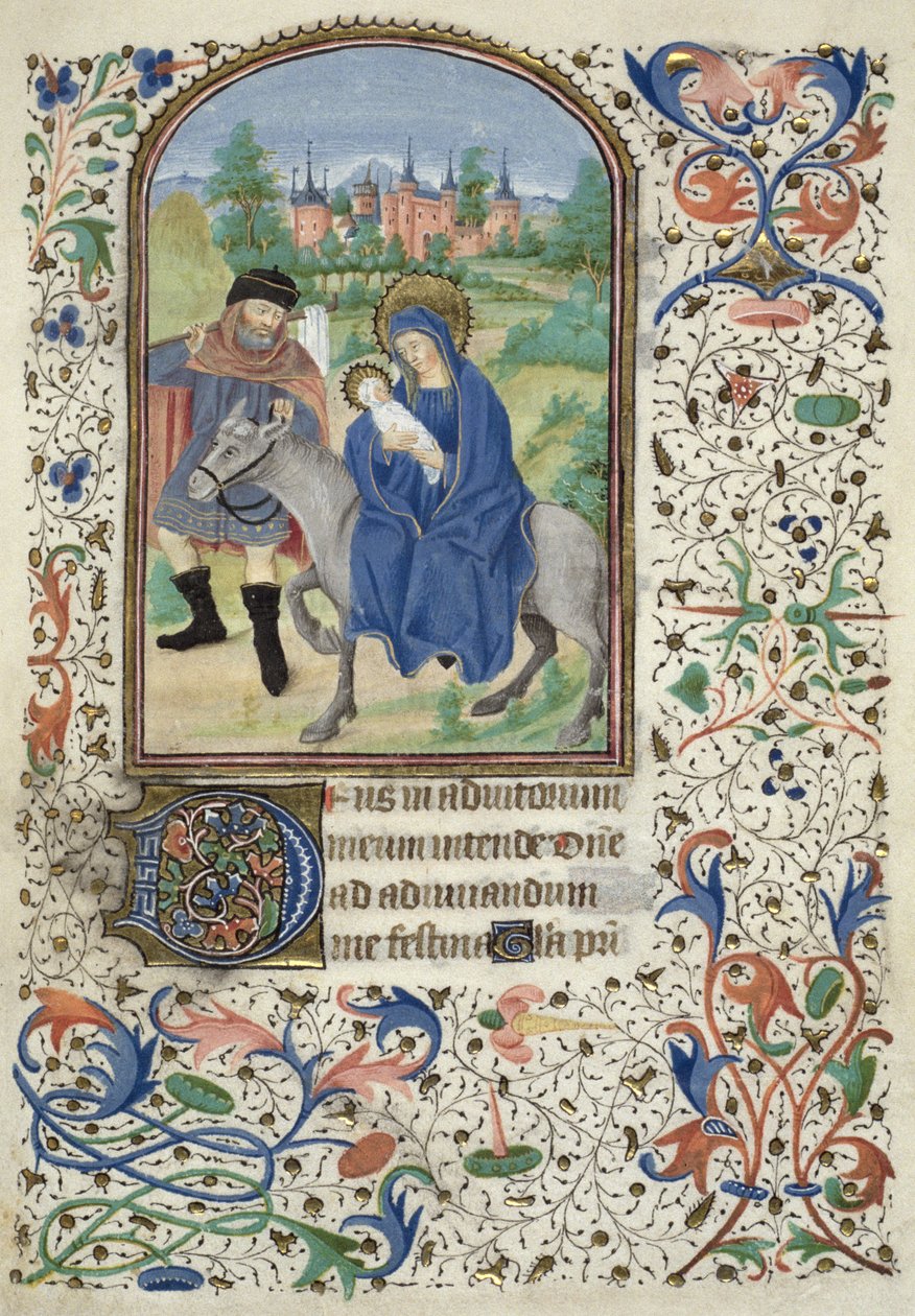La fuite en Égypte, de Glasgow Hours, vers 1450-60 - French School