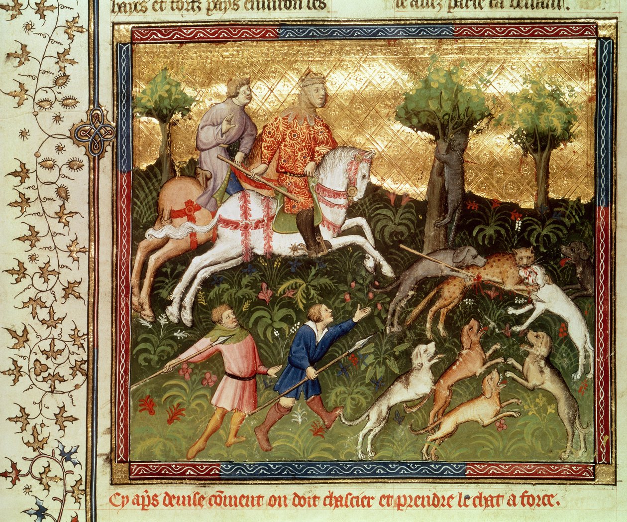 Ms Fr 616 fol.101 Chiens attaquant un léopard, d