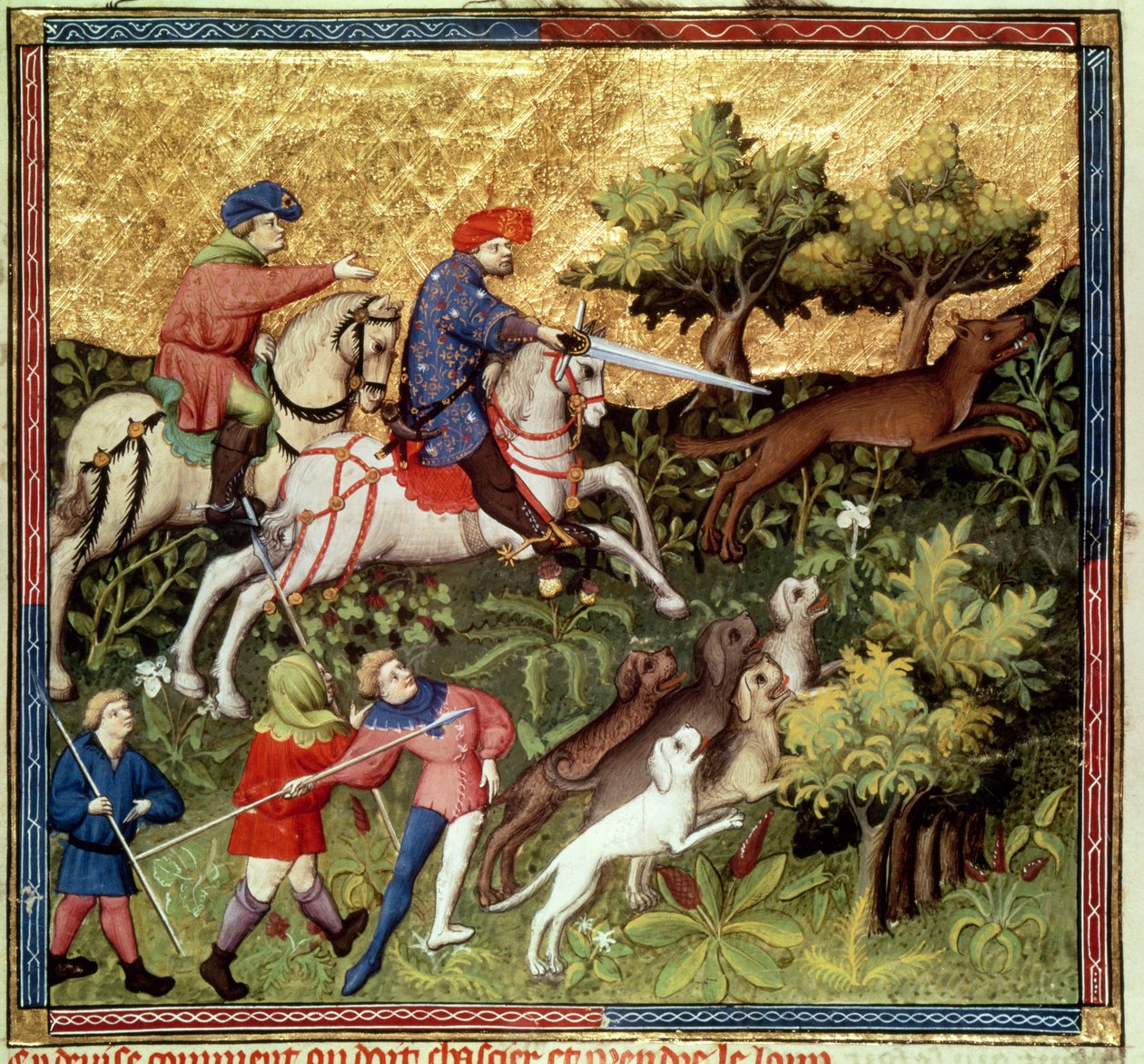 Ms Fr 616 fol.96v Chasse au loup, d