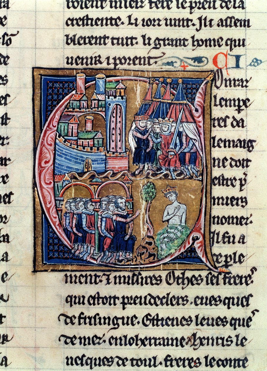 Ms Fr 9081 fol.206 Initiale historiée C représentant Conrad III (1137-52) Empereur d