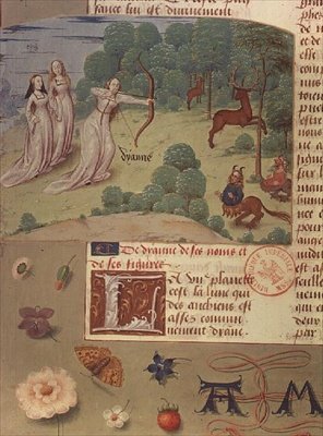 Ms Fr 9197 fol.140v Diane chassant, du Livre des Échecs d