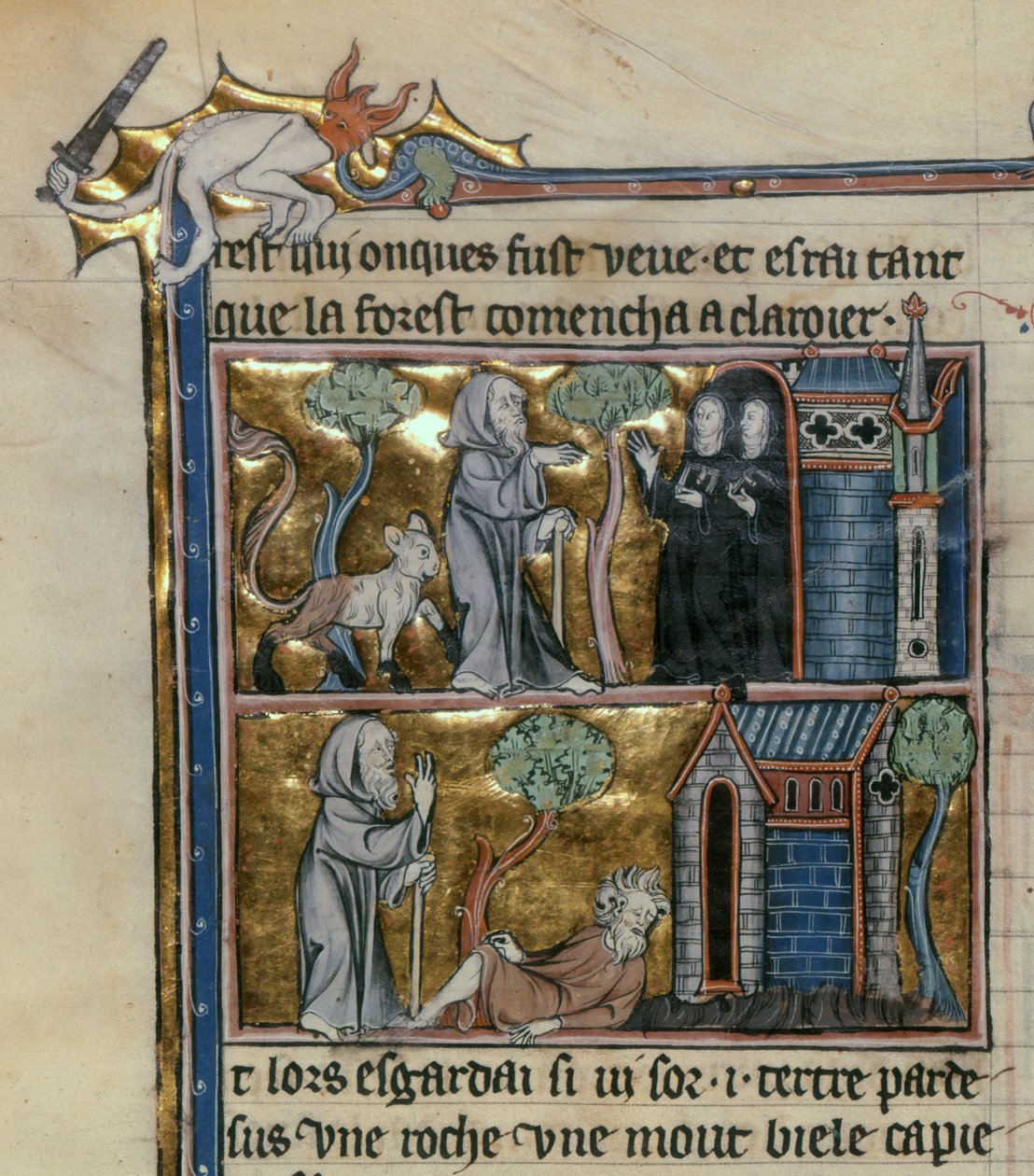 Ms Fr 95 f.4v Ermite et bête, de l