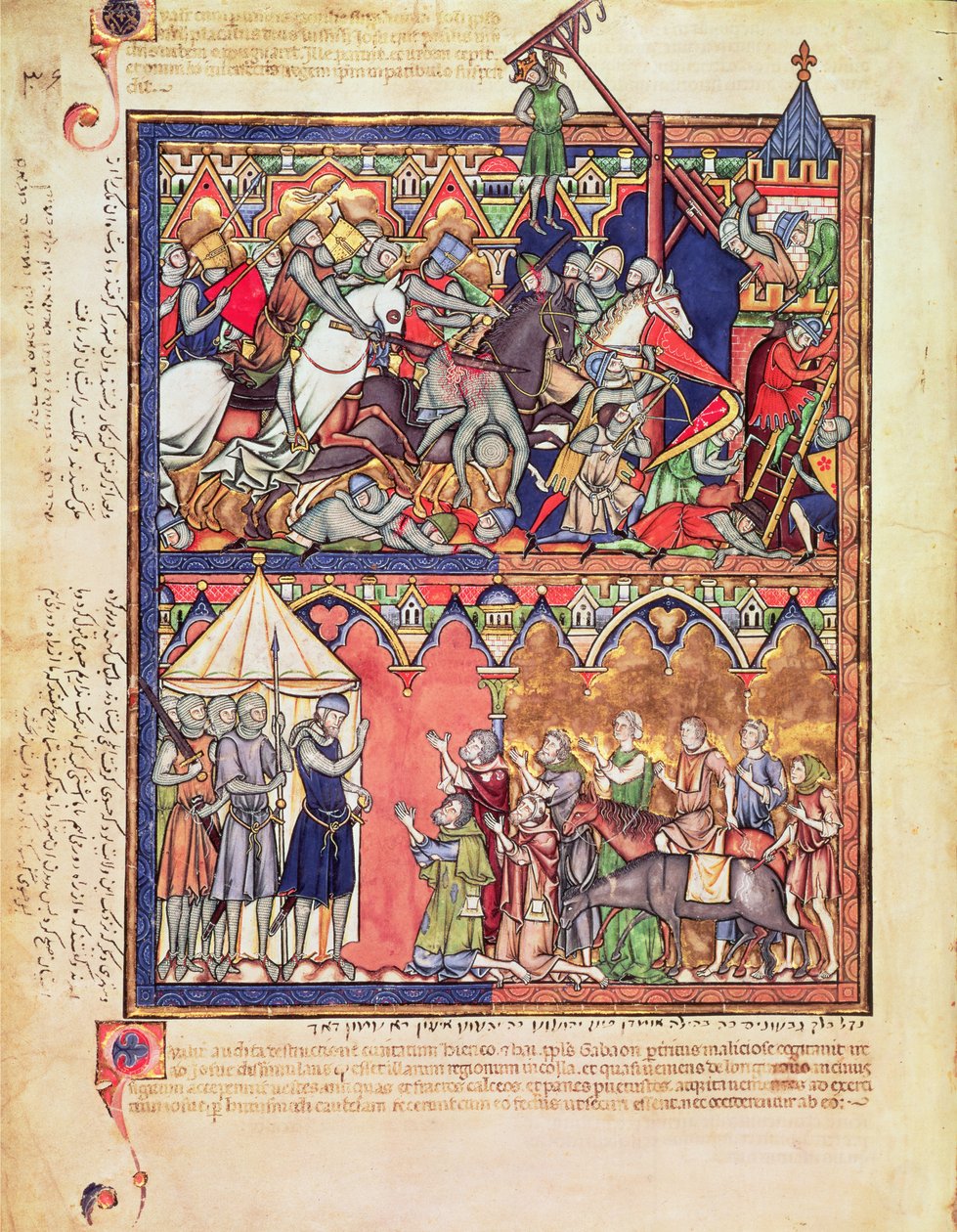 Ms M 638 f.10v Josué, de la Bible des images de Morgan, vers 1244-54 - French School