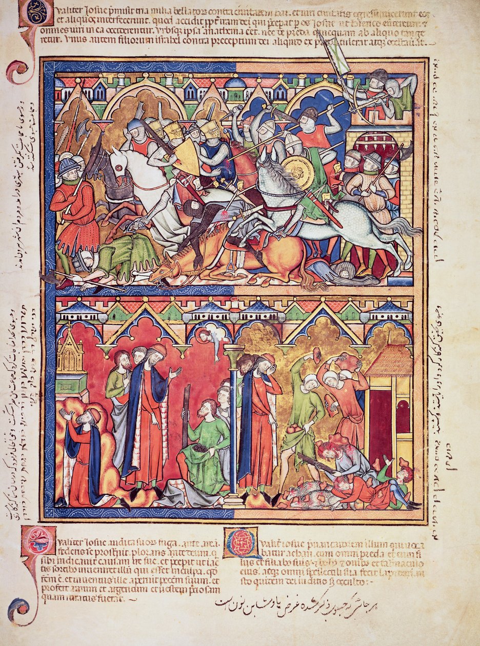 Ms M 638 fol.10r Josué, de la Bible des images de Morgan, vers 1244-54 - French School