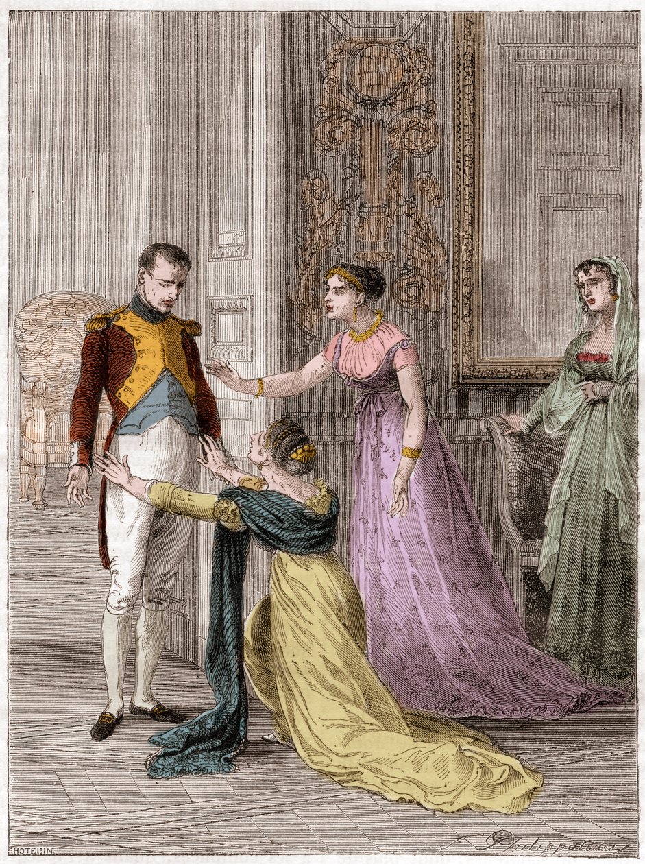 NAPOLÉON Bonaparte (1769-1821), empereur de France, accordant à Madame de Polignac la grâce de la vie de son mari (Jules Armand, prince de Polignac) - French School