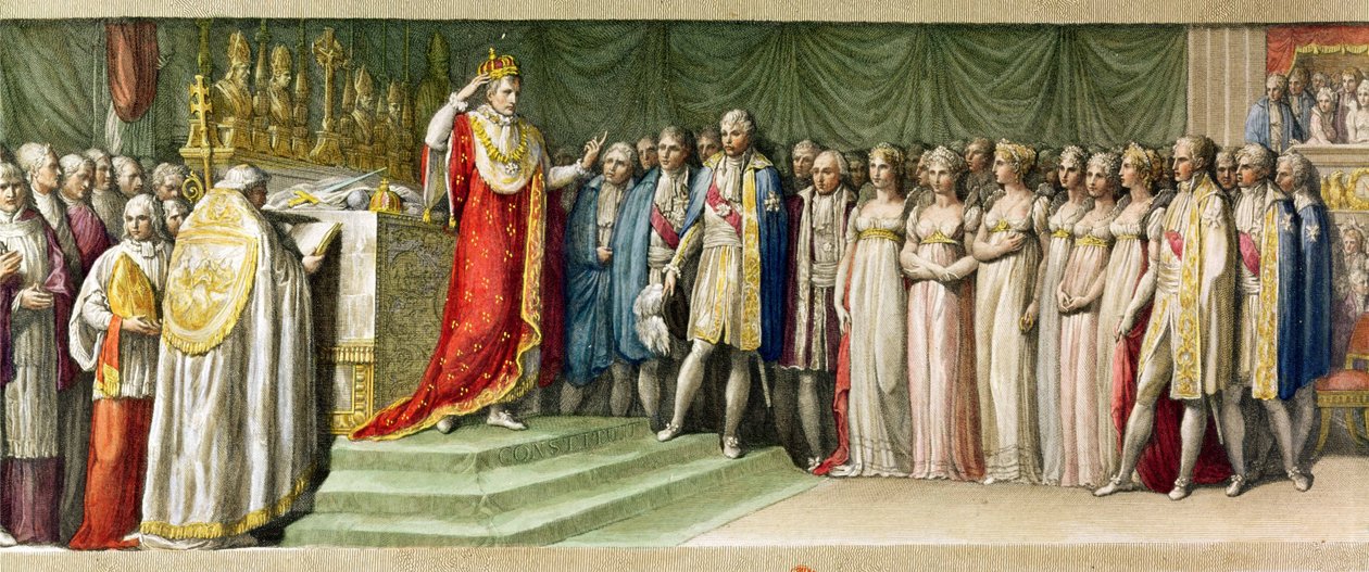 Napoléon Bonaparte (1769-1821) se couronnant lui-même avec la Couronne de Fer des Lombards à Milan, 1805 - French School