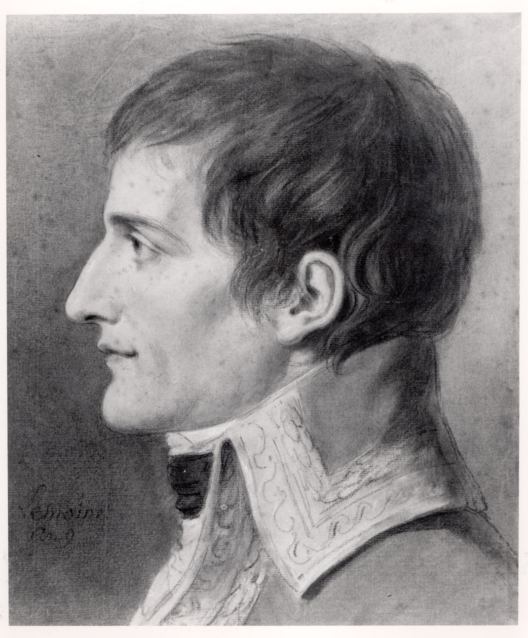 Napoléon Bonaparte (1769-1821) Premier Consul (fusain sur papier) - French School