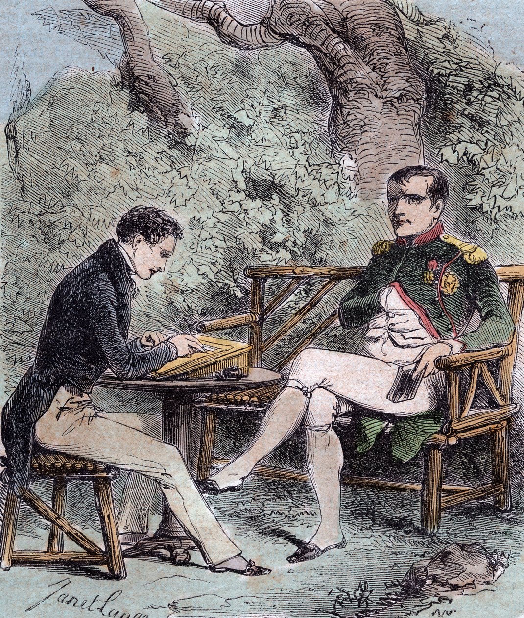 Napoléon à Sainte-Hélène - Napoléon dicte ses mémoires à Emmanuel Pons de Las Cases - De Emmanuel de Las Cases, Napoléon, Mémorial de Sainte-Hélène - French School