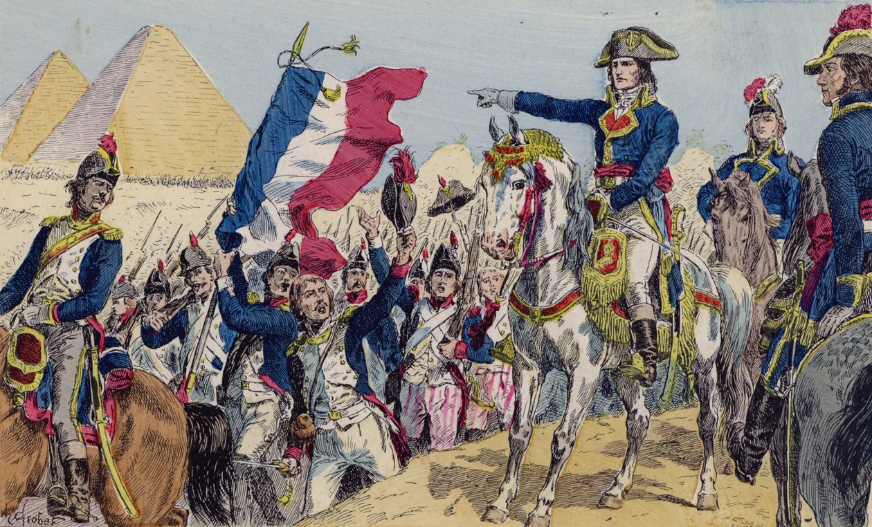 Napoléon à la bataille des Pyramides, Égypte - French School