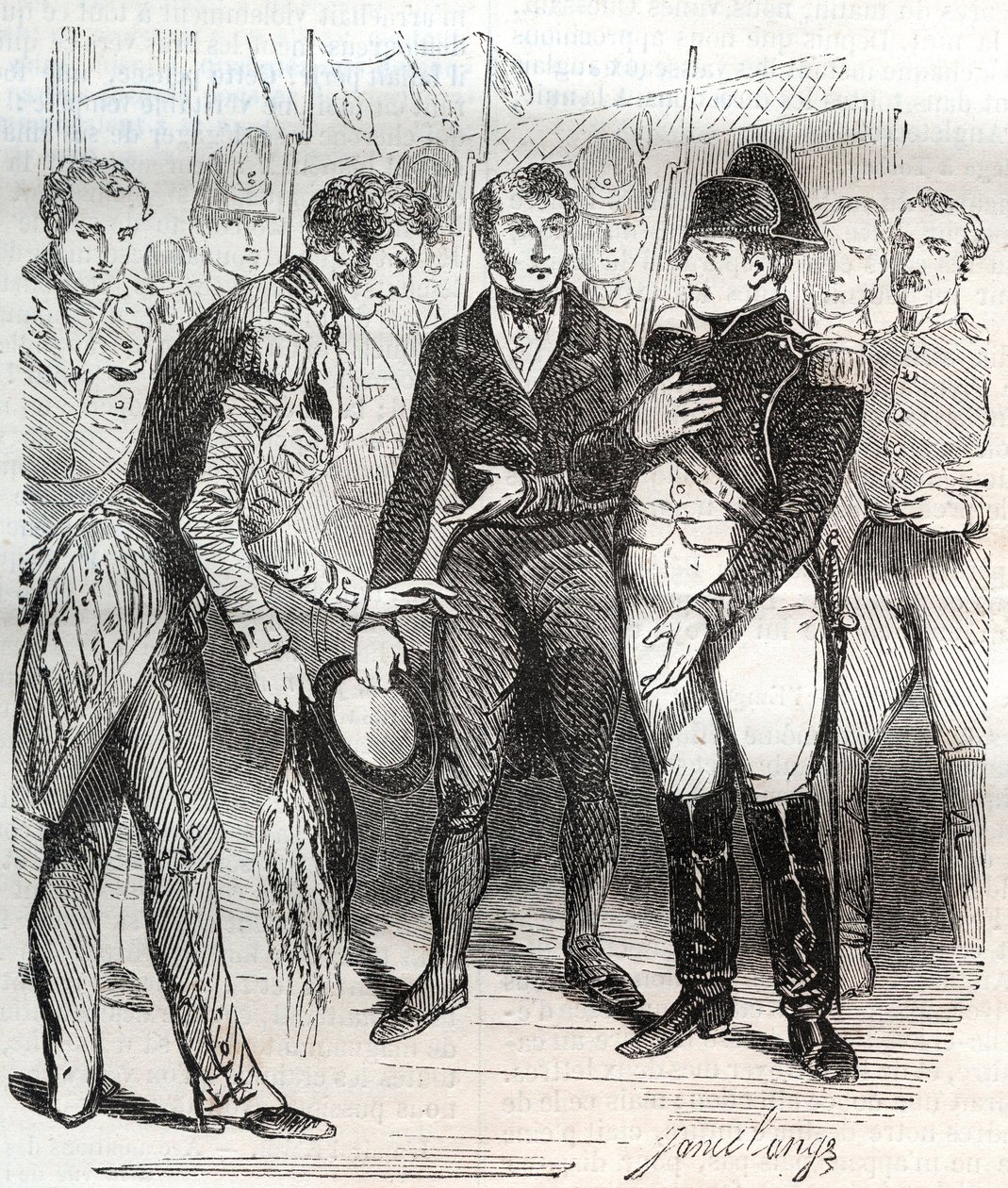 Napoléon se confie à la foi britannique - Napoléon Bonaparte embarquant sur le navire britannique Bellerophon qui l