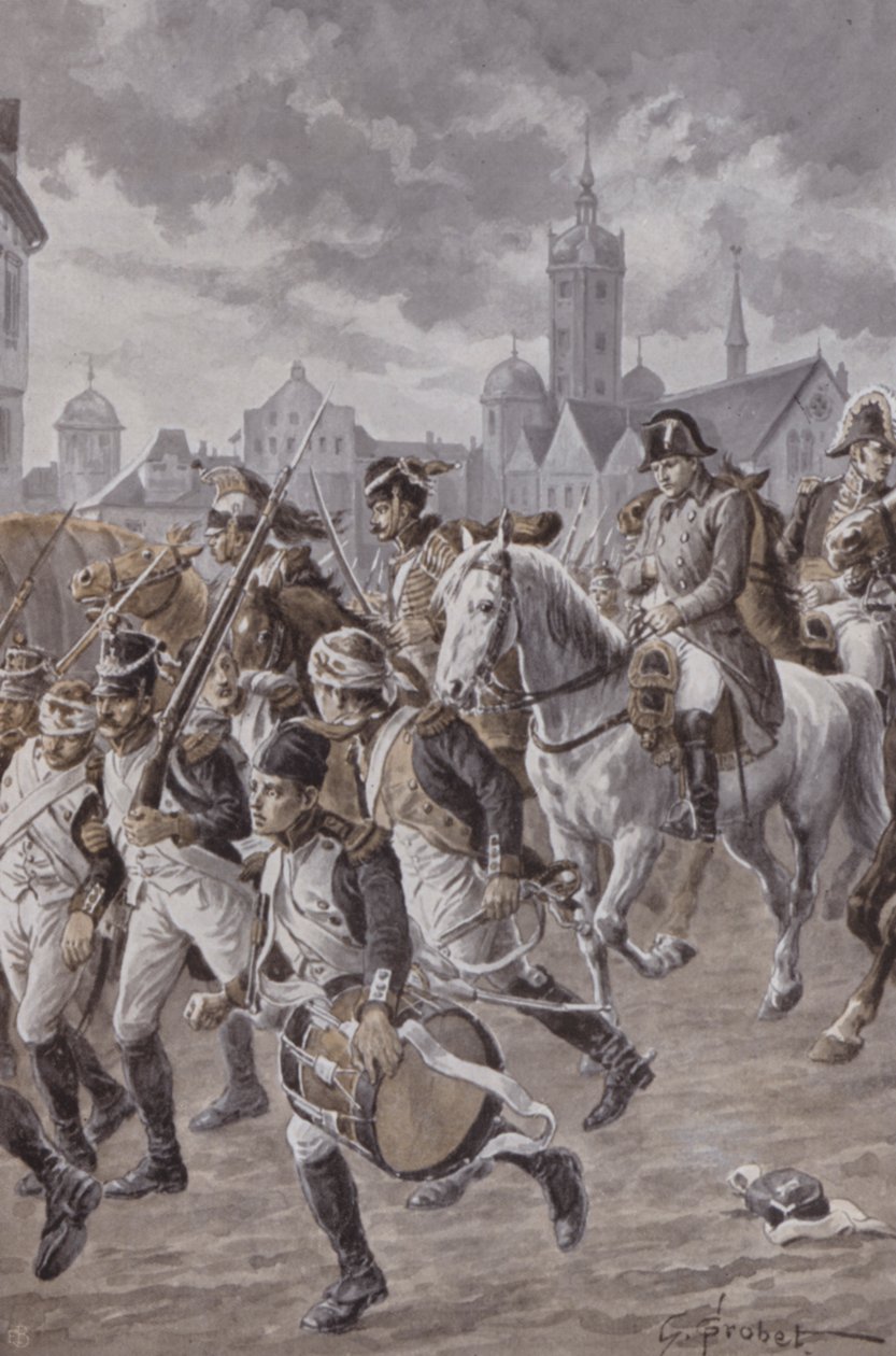 Napoléon avec son armée (lithographie) - French School