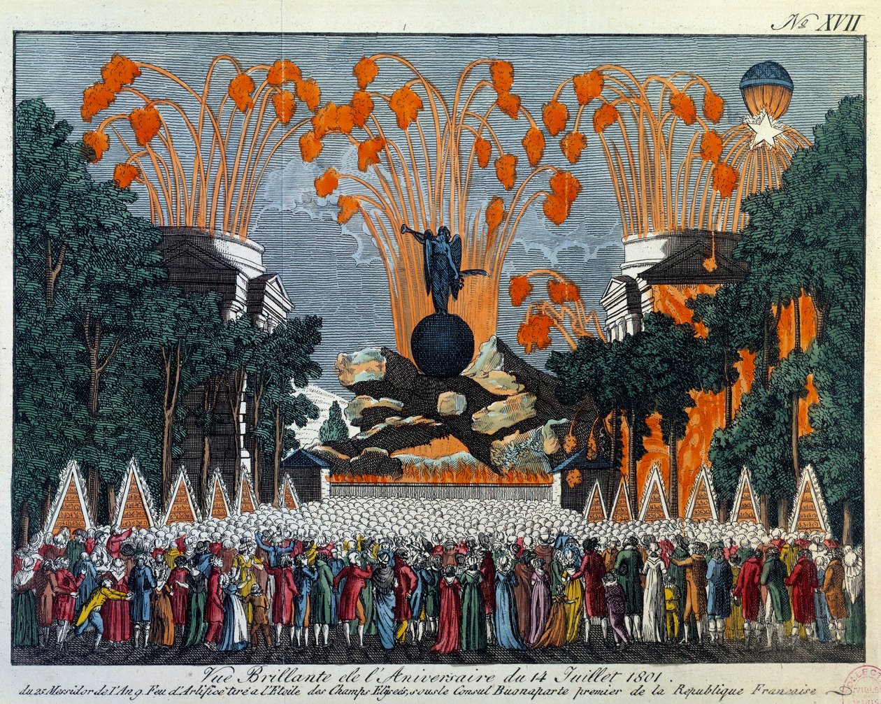 Fête nationale du 14 juillet 1801 sur les Champs-Élysées, Paris : Feux d