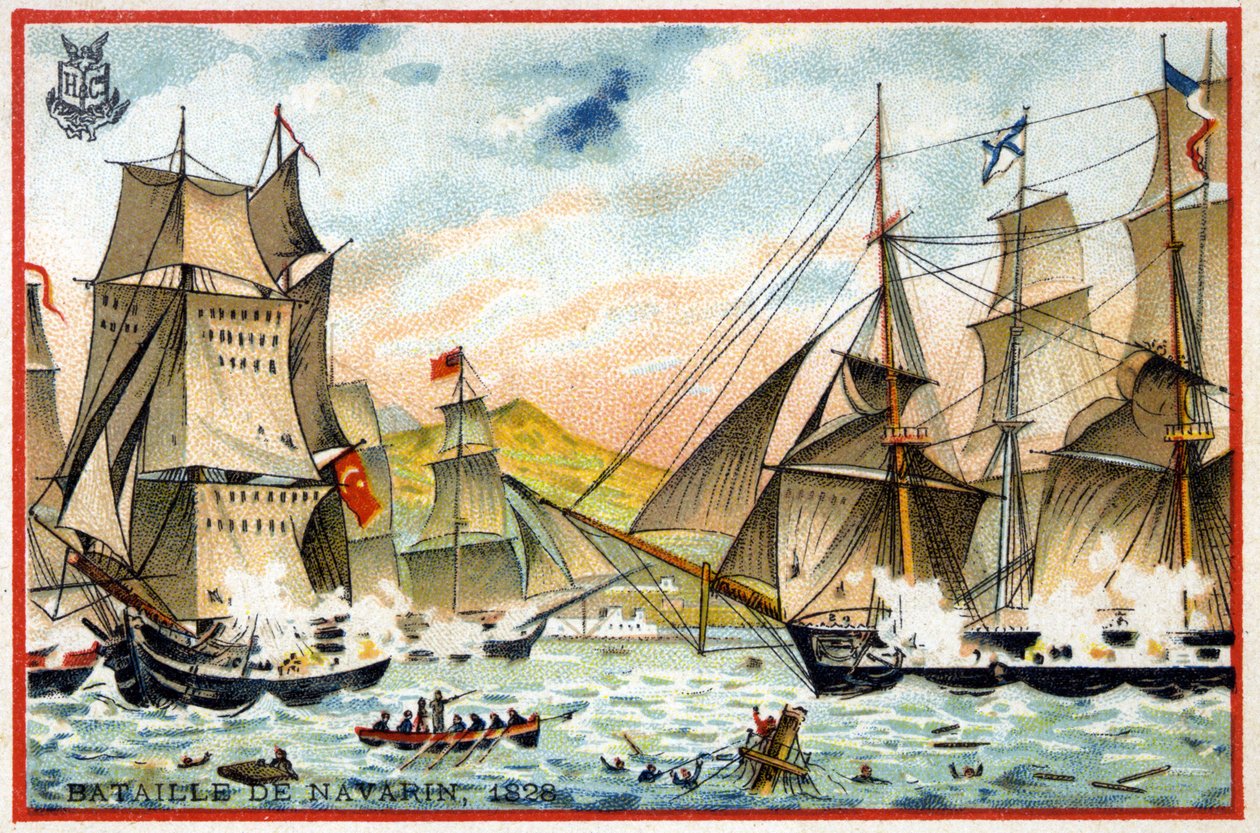 Bataille de Navarin de la Triple Alliance contre la flotte turco-égyptienne le 28 octobre - French School