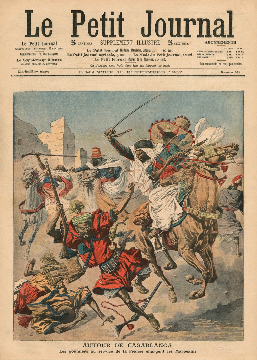 Près de Casablanca, les goumiers chargeant les Marocains, illustration de 