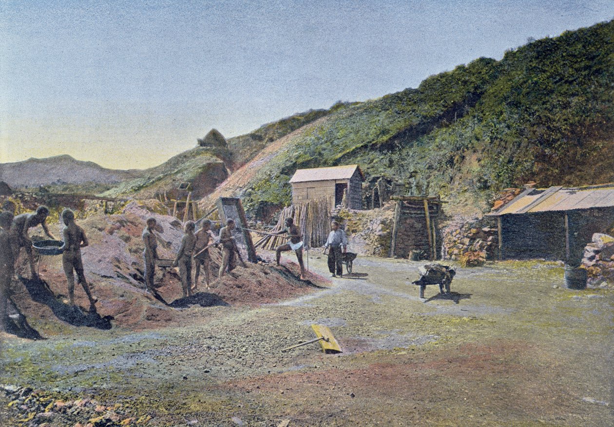 Mines de nickel sur la côte est de la Nouvelle-Calédonie, gravé par Gillot, c.1900 - French School