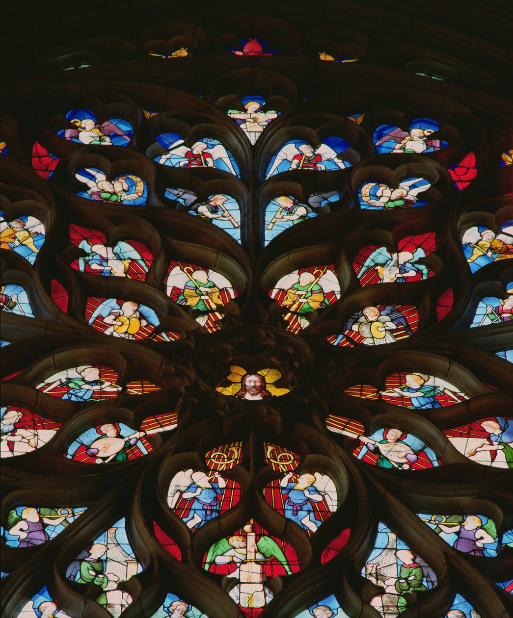 Rosace nord représentant des anges musiciens (détail) - French School