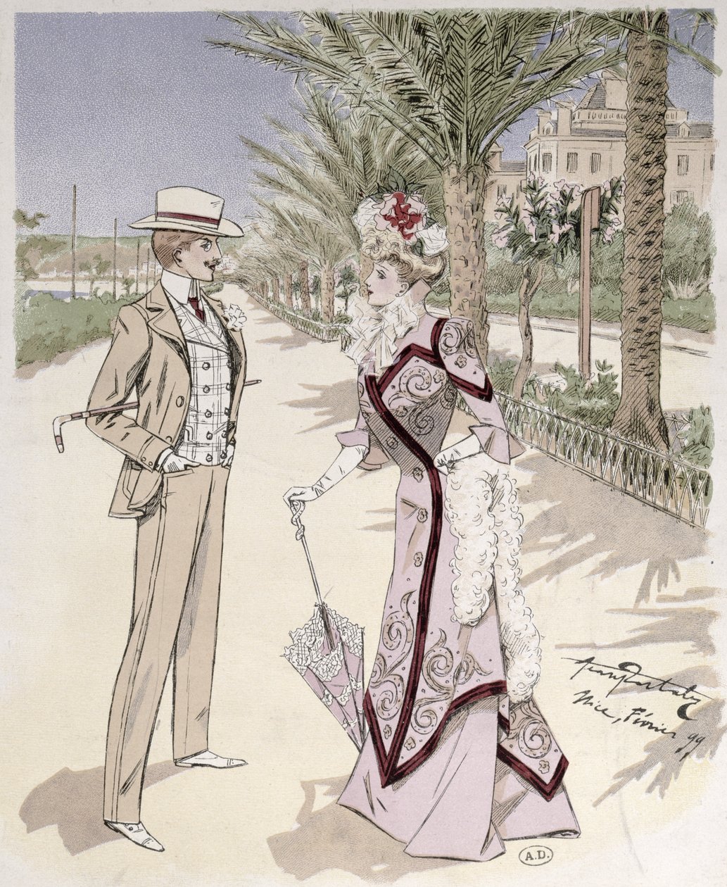 Sur la Promenade des Anglais, Nice, février 1899 - French School