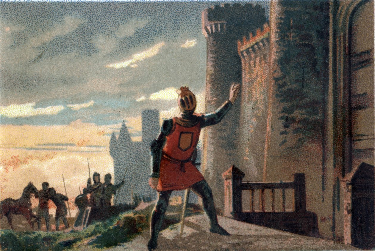 Guerre de Cent Ans: suite à la défaite de la bataille de Crécy, le roi de France Philippe VI de Valois (1294-1350) frappe à la porte du château de Broye en disant "Ouvrez, c