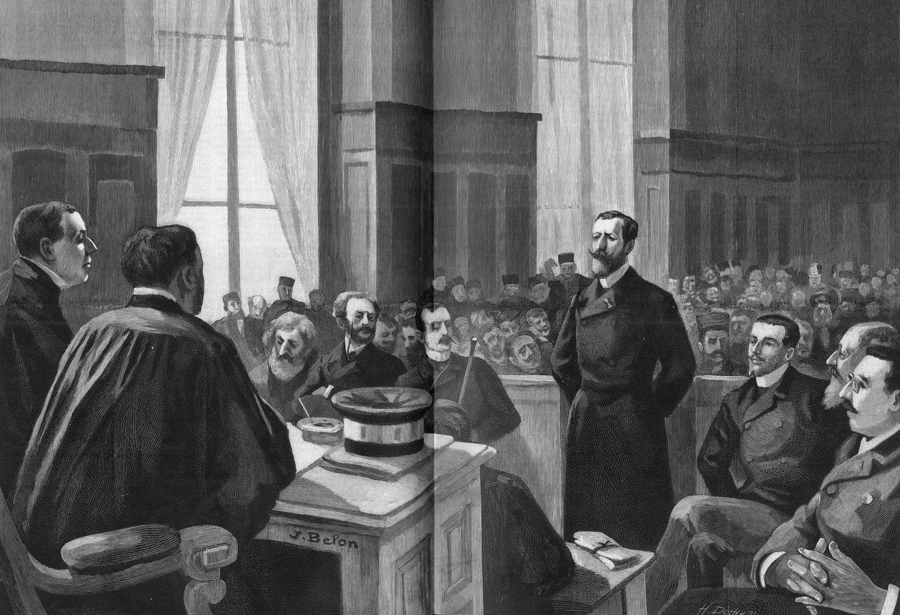 Ouverture des travaux de la Ligue des Patriotes en 1889. Président Gillet, Naquet, Laisant, Laguerre, Déroulède, Richard, Turquet, Gallian. - French School