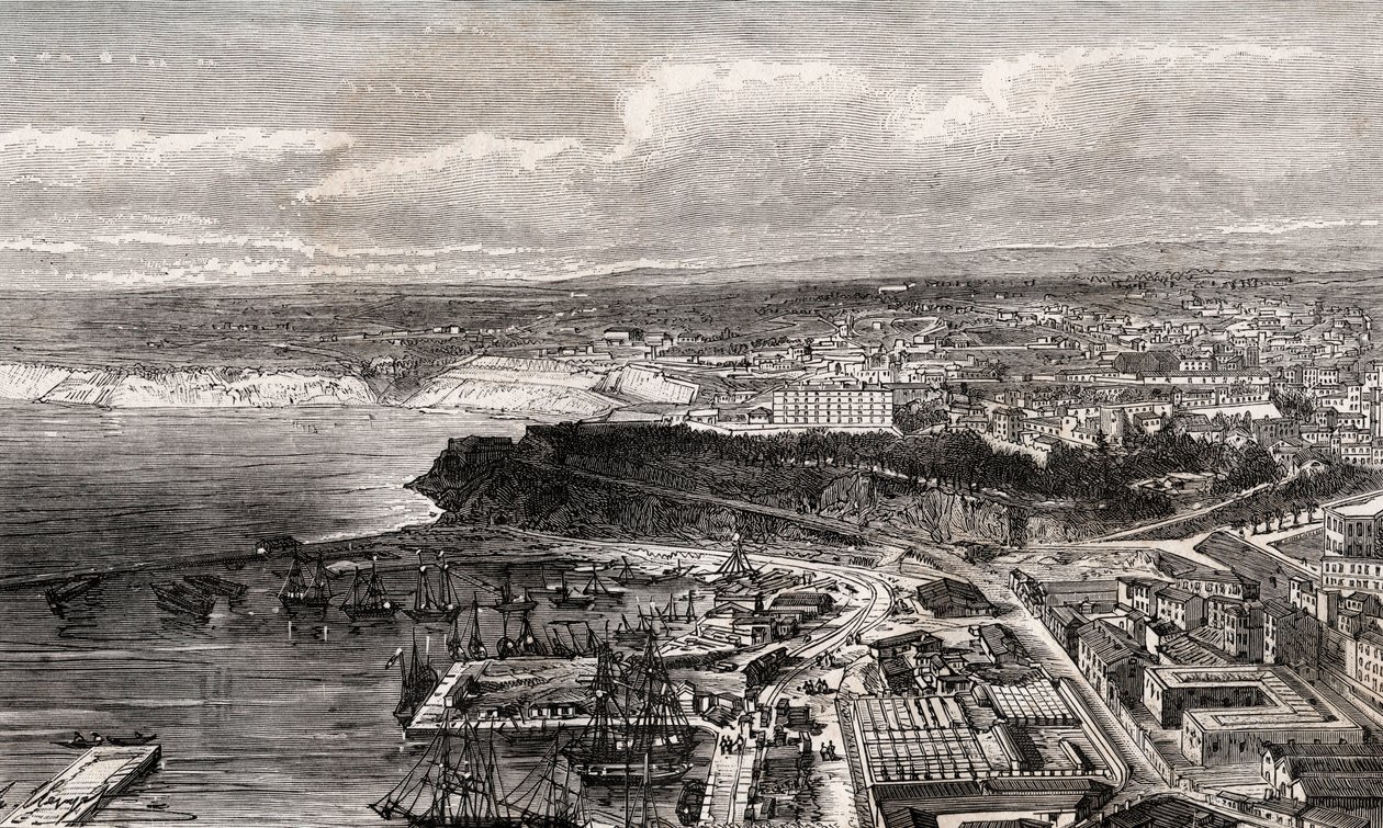 Oran - Algérie - gravure dans «La France illustrée: géographie, histoire, administration statistique» par V.A. Malt-Brown. 1884 - French School