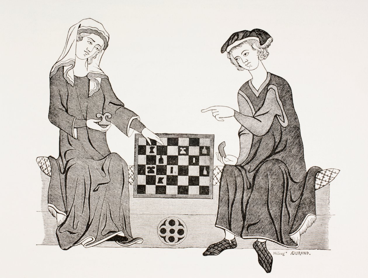 Othon IV, Marquis de Brandebourg, jouant aux échecs avec sa femme Hedwige de Habsbourg, de 