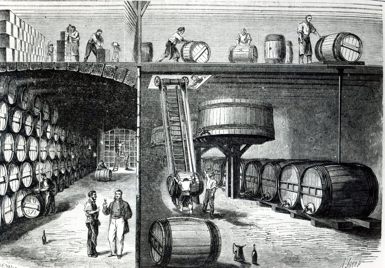 Caves et ateliers P. Morel et F. Souzac à Bordeaux, du Monde Illustré, 1864 - French School