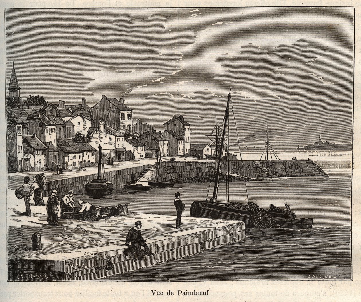 Paimboeuf - Loire-Atlantique, dans la région Pays de la Loire - gravure dans « La France illustrée : géographie, histoire, administration statistique » par V.-A. Malt-Brown. 1884 - French School