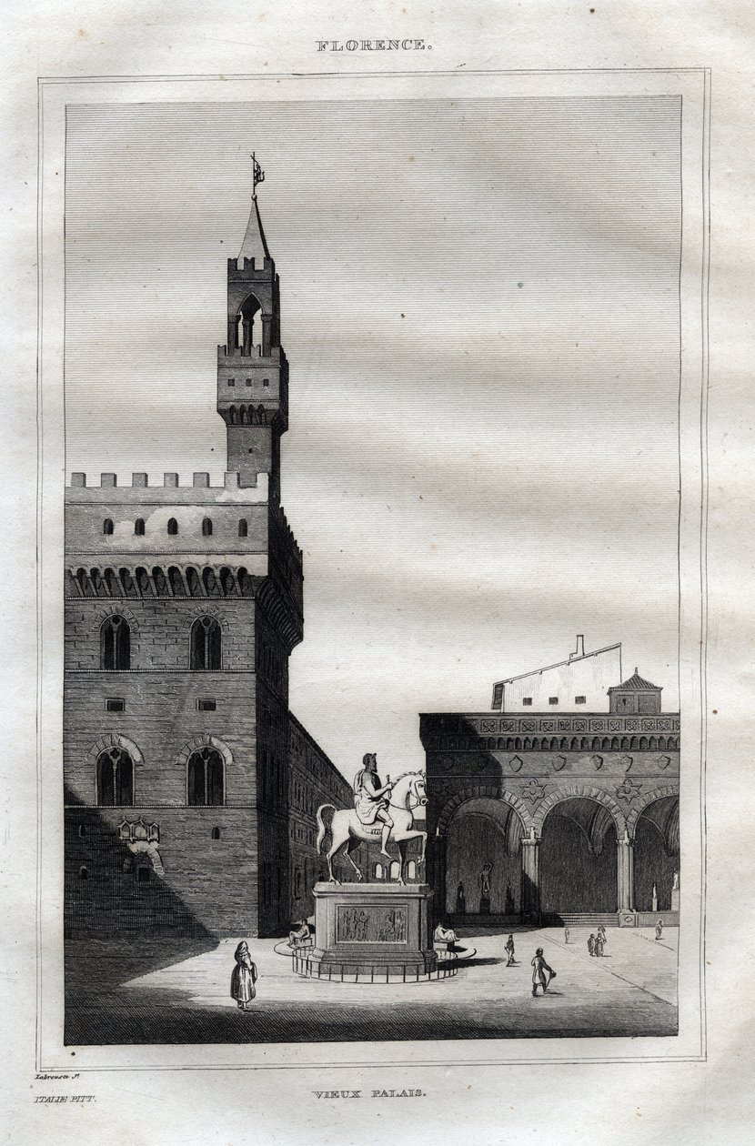 Palazzo Vecchio à Florence - Piazza della Signoria - Gravure de "L