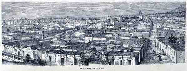 Panorama de Puebla, Mexique central, de The Ancient Cities of the New World, par Claude-Joseph-Désiré Charnay, pub. 1887 - French School