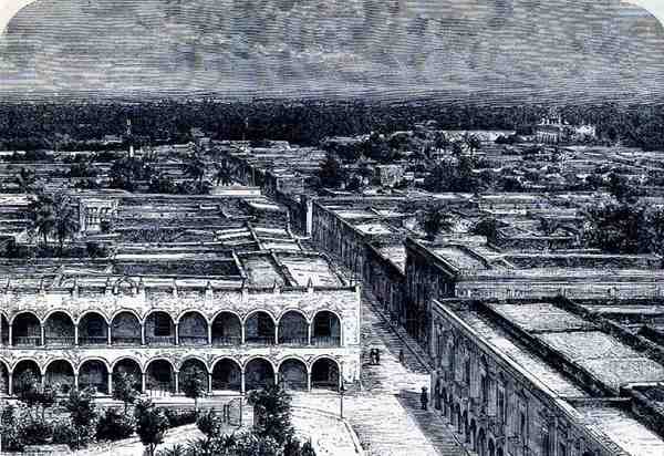 Vue panoramique de Mérida, des anciennes cités du Nouveau Monde, par Claude-Joseph-Désiré Charnay, pub. 1887 - French School
