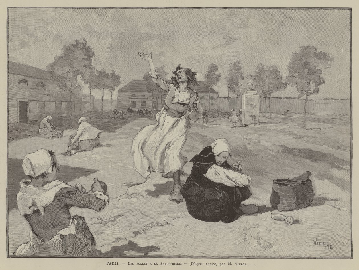 Paris, Les folles a la Salpetriere (engraving) - French School