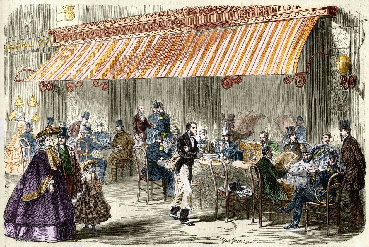 Paris au XIXe siècle. Le boulevard des Italiens en 1859 : devant le café Helder à cinq heures du soir - French School