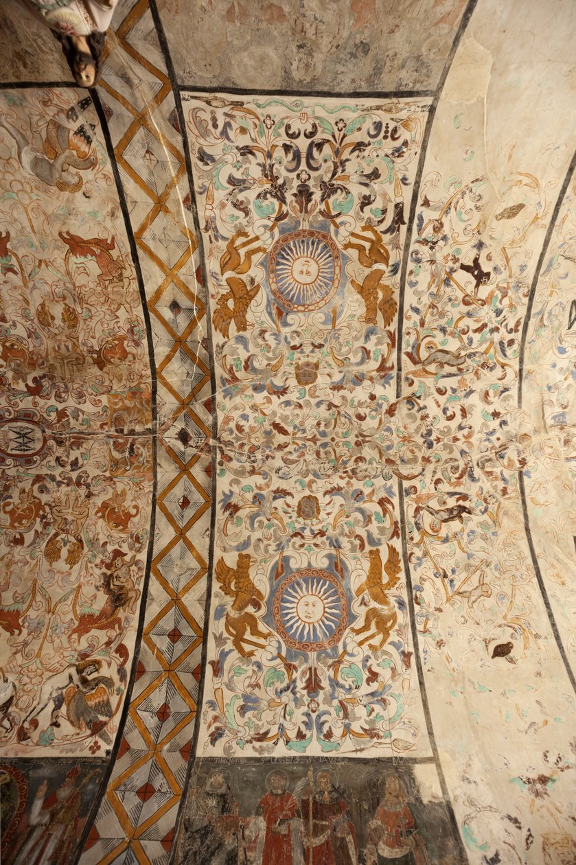 Église paroissiale (Església de la Mare de Déu de Solers). Intérieur. La nef, les plafonds. Peintures murales. XVIe siècle (?). - French School
