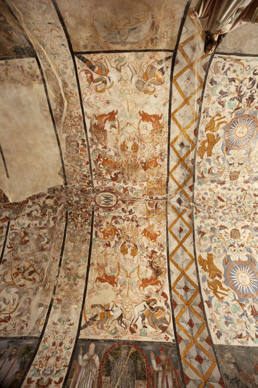 Église paroissiale (Església de la Mare de Déu de Solers). Intérieur. La nef, les plafonds. Peintures murales. 16ème siècle (?) - French School