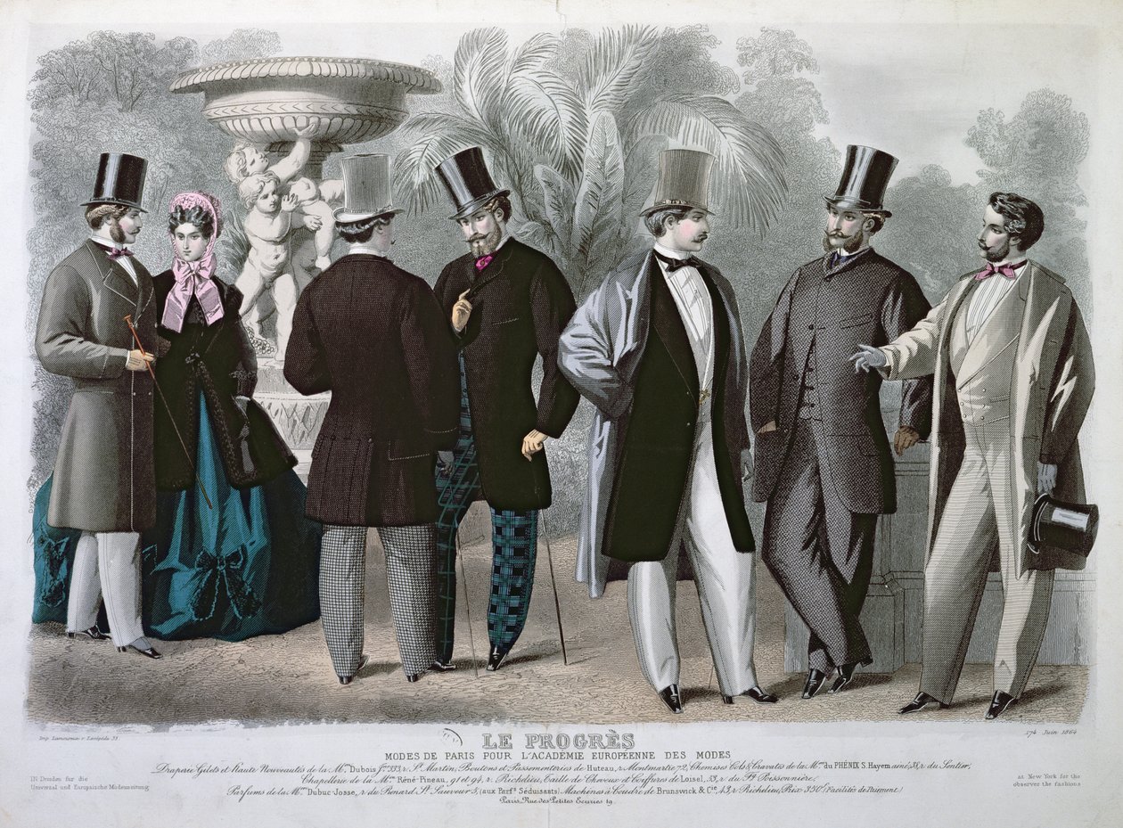 Planche de mode parisienne pour Le Progrès, juin 1864 - French School
