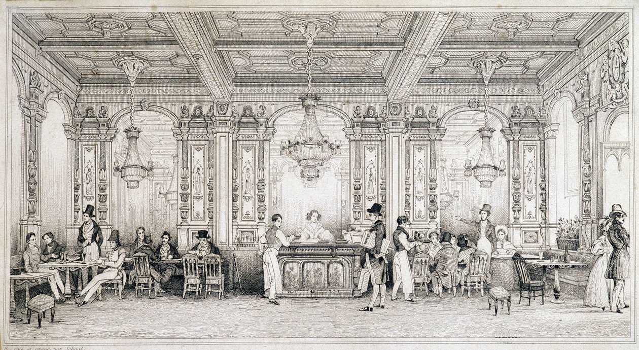 Café parisien au début du XIXe siècle. - French School