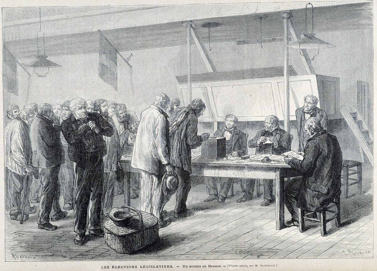 Élections parlementaires : un bureau de vote en Beauce - dans « Le Monde Illustré », mars 1876 - French School