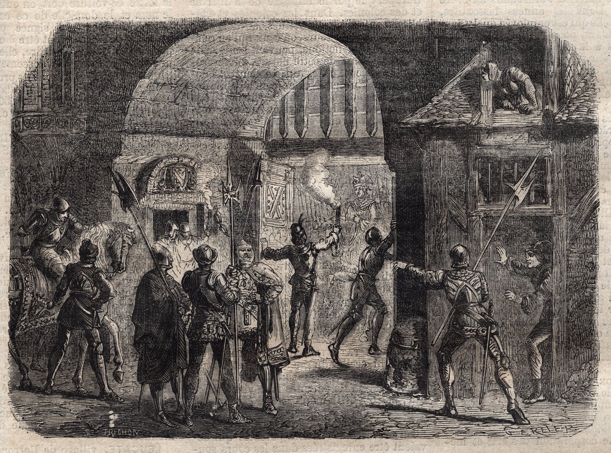 Perrinet Leclerc ouvrant de nuit la porte de Buci, à Paris, aux Bourguignons, le 29 mai - French School