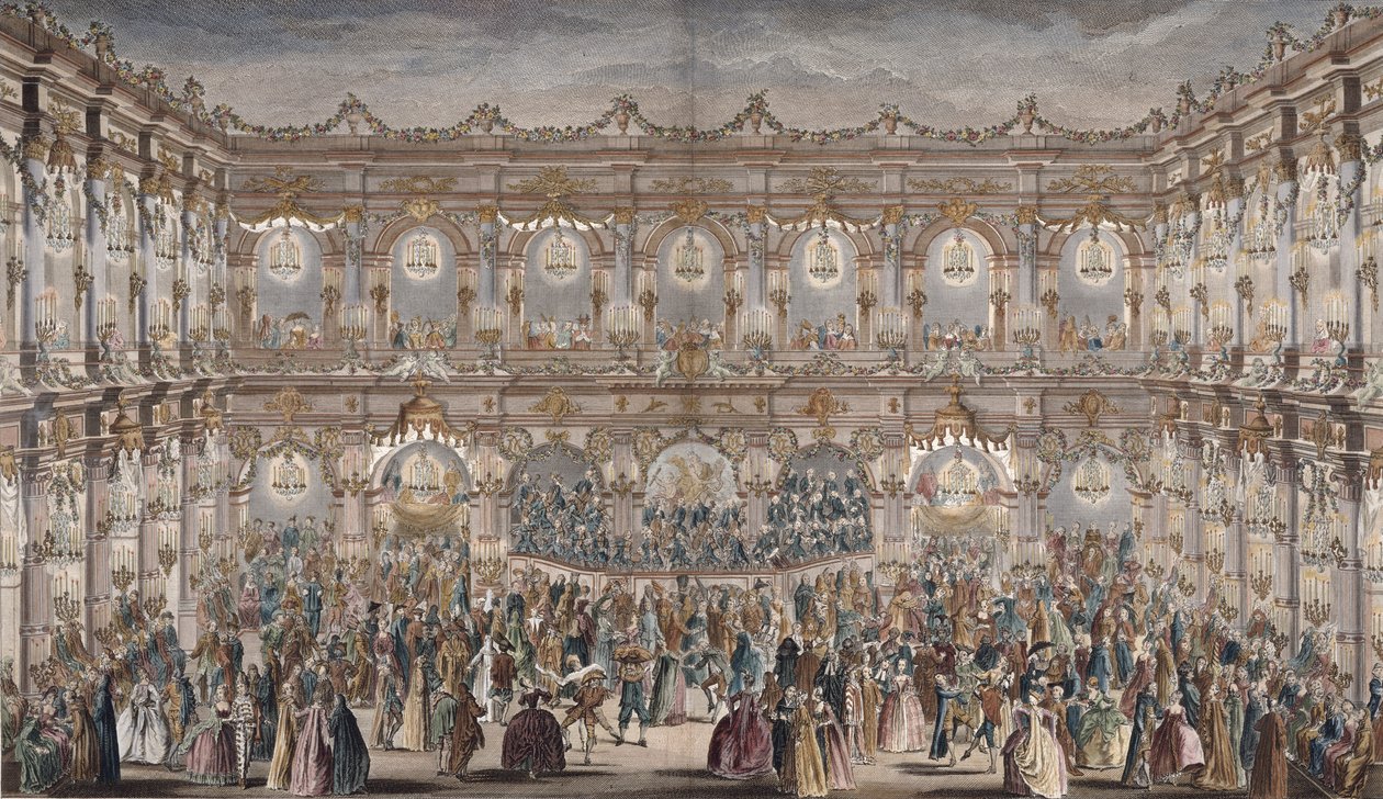 Vue en perspective de la salle de bal, construite dans la cour de l