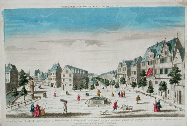 Vue en perspective du Rossmarkt, Francfort - French School