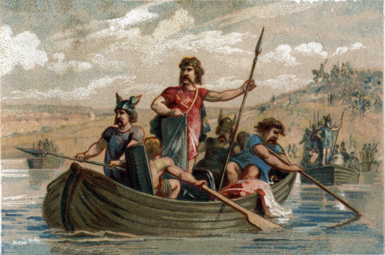 Pharamond traversa le Rhin avec des guerriers francs et devint le premier duc des Francs saliens de 420 à 428 - French School
