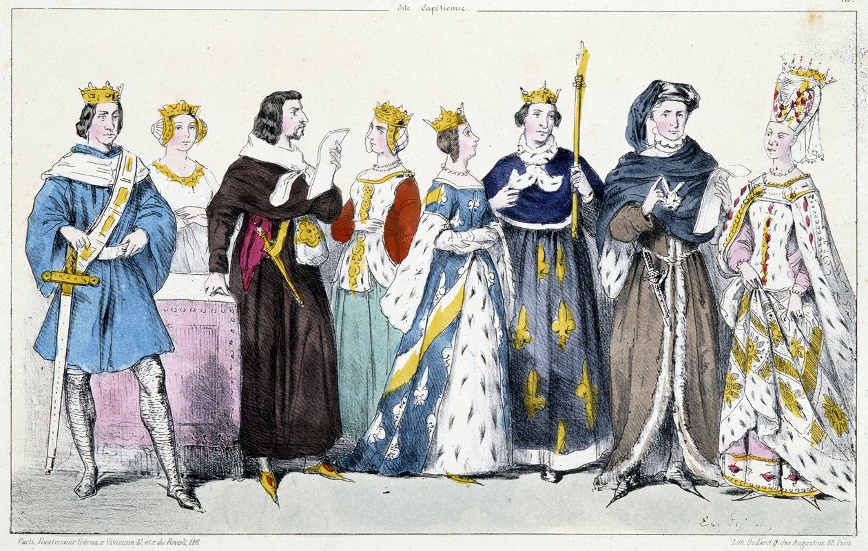 Philippe VI de Valois, Jeanne de Bourgogne, Jean II le Bon, Jeanne de Boulogne, Jeanne de Bourbon, Charles V le Sage, Charles VI, Isabeau (Isabelle, Élisabeth) de Bavière (1371-1435) - French School
