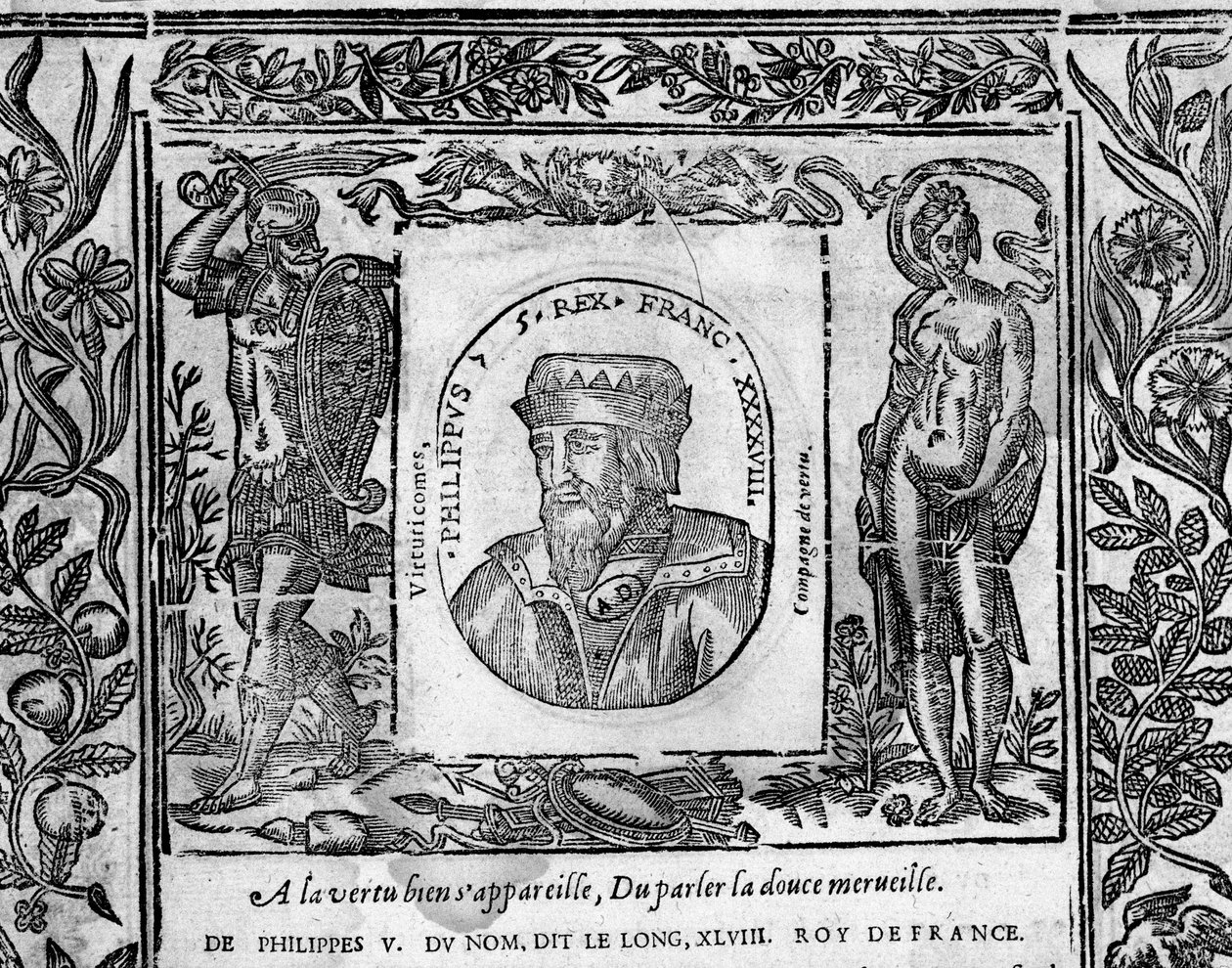 Philippe V, le Long, portrait gravé en médaillon - French School
