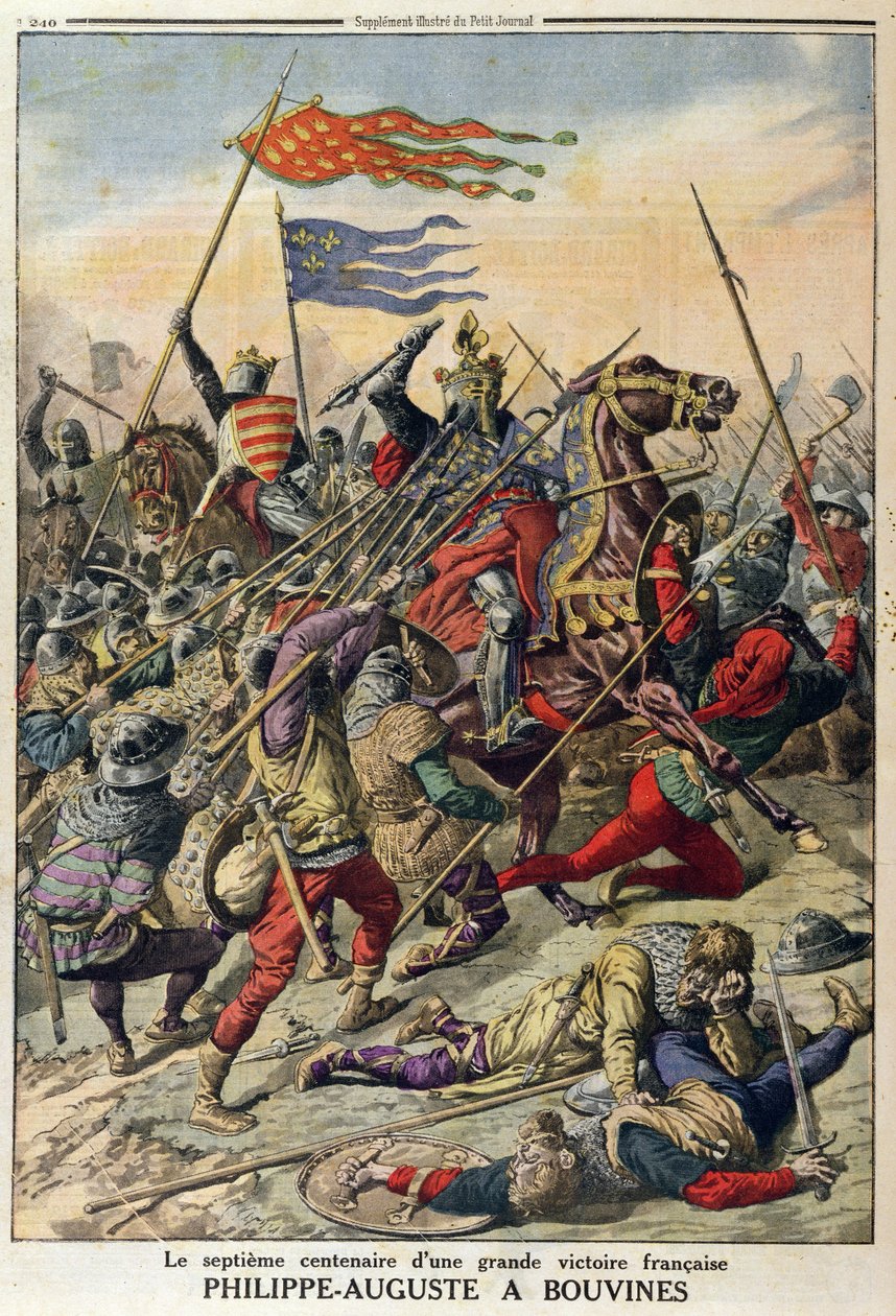 Philippe-Auguste (1165-1223) à Bouvines, illustration de Le Petit Journal, 27 juillet 1914 - French School